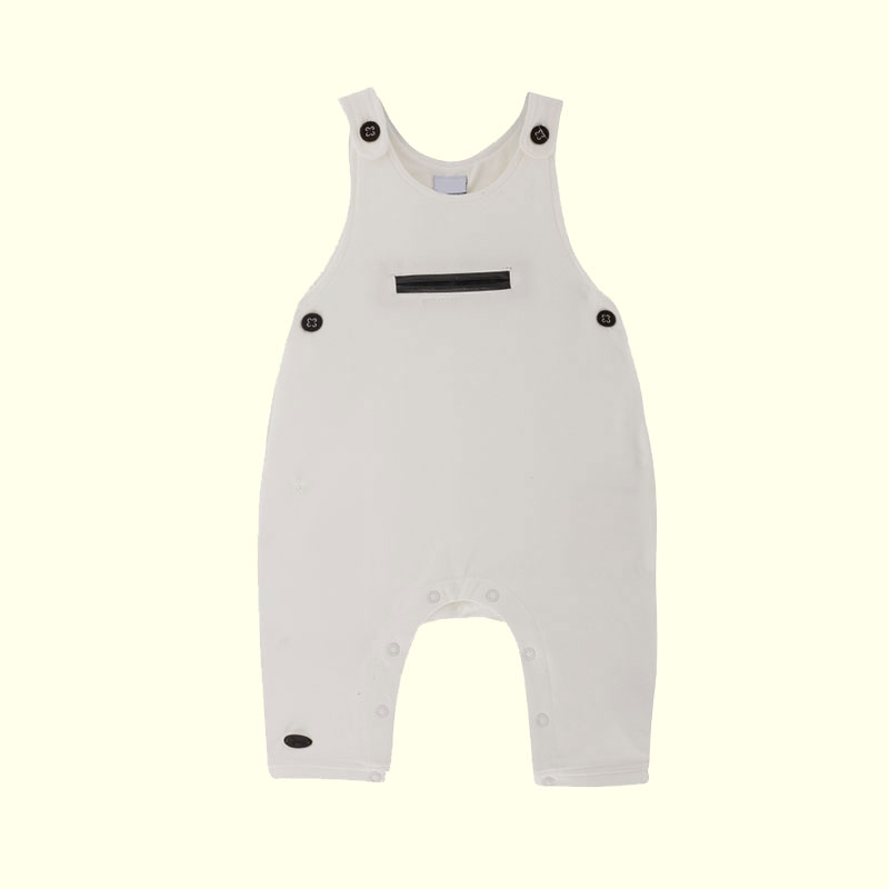 Baby Boy's White Knitted Jumpsuit with Front Pocket