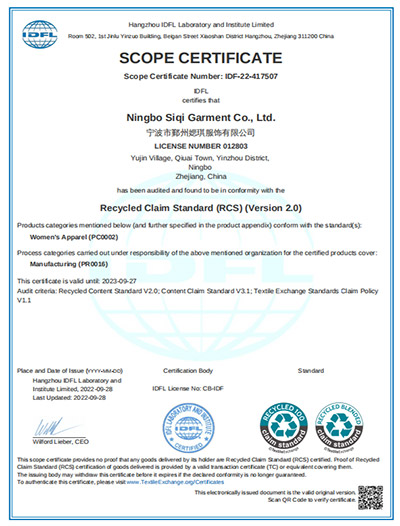 SCOPE CERTIFICATE